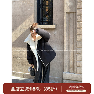 GV大白哥 时髦过冬 层次感宽松休闲保暖鸭绒羊羔毛拼接羽绒服女