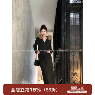 GV大白哥 Kendall套系 磨毛毛领加绒卫衣半裙两件套秋冬新款上衣