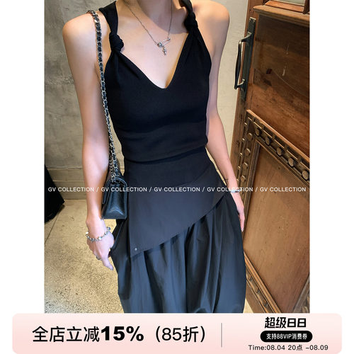 纽结弹力修身显瘦背心吊带