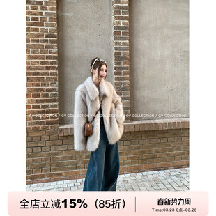 GV大白哥 定染毛尖贵气千金环保皮草中古风毛绒外套女 柔雾渐层