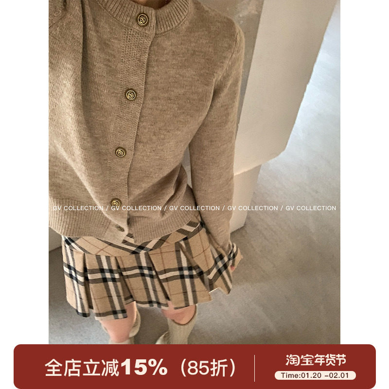 GV大白哥 英伦套系 圆领毛针织衫上衣格纹毛呢百褶半身裙套装秋冬,女装/女士精品,时尚套装,淘宝优惠券,粉丝福利购,淘宝优惠卷