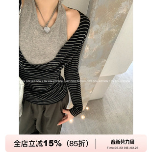 上衣修身 挂脖露肤假两件松弛感上衣针织衫 女 初秋日常 GV大白哥