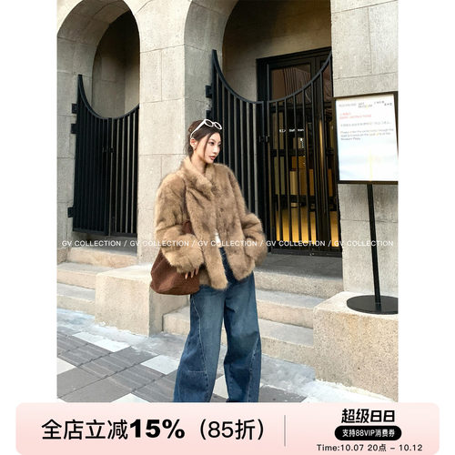 渐变银狐环保狐狸毛外套