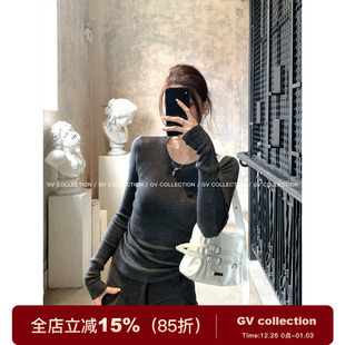 打底衫 圆领前后两穿美丽诺羊毛针织衫 上衣外穿 基础好穿 GV大白哥