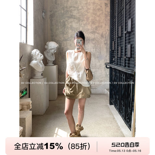 速干机能松紧腰大口袋工装裙裙