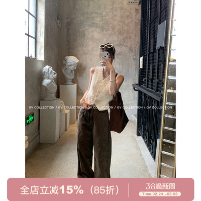 重工水洗做旧解构直筒牛仔裤