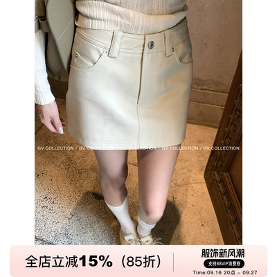 复古半身裙皮裙防走光