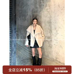 GV大白哥 松弛浮光 大翻领环保毛廓形外套冬季穿搭新款上衣保暖女