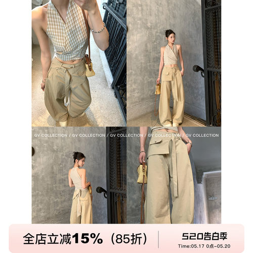腰帘设计松弛薄款机车工装裤