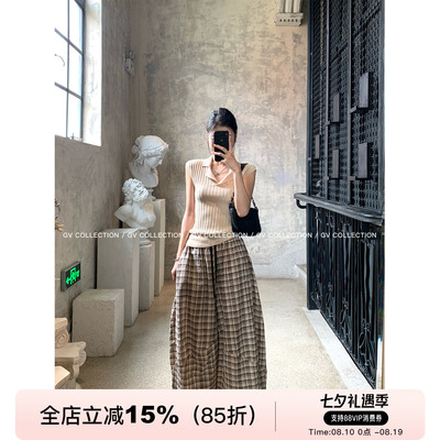 polo领针织坑条修身短袖上衣