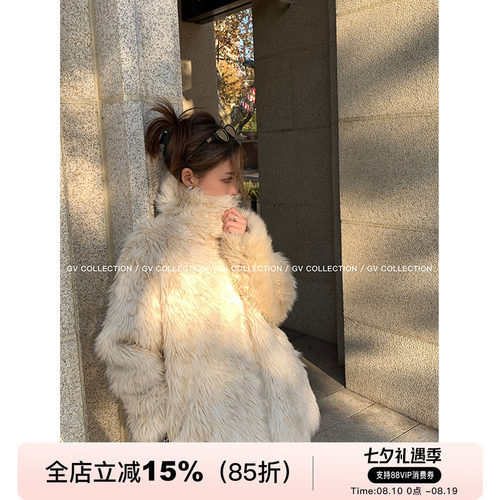 GV大白哥 do家重工 宽松慵懒环保皮草加厚毛外套女气质感过冬款