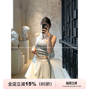 GV大白哥 早春miu系 撞色西装材质蓬蓬花苞短裙防走光新款裙子女