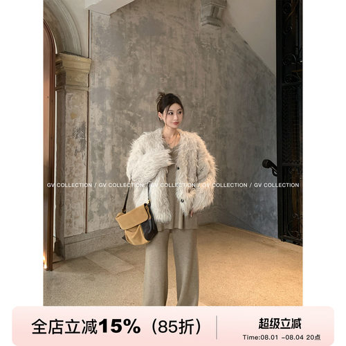 羊毛圈圈长拉毛针织毛衣开衫外套