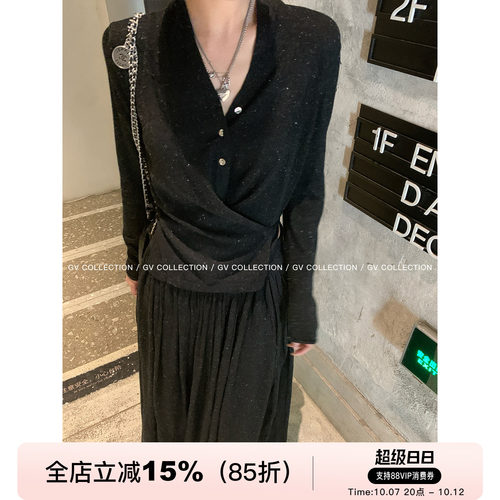 收腰羊毛亚麻上衣百褶半裙套装