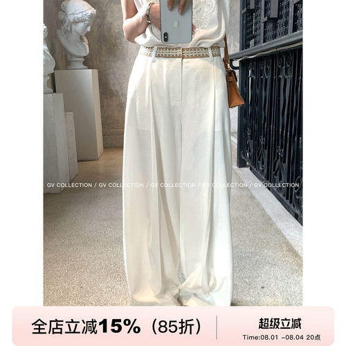 麻编腰头直筒亚麻休闲裤