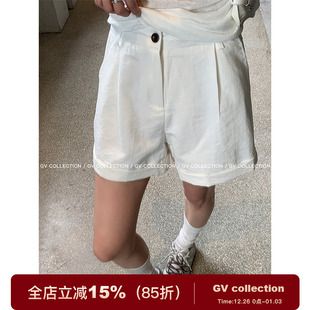 显瘦裤 GV大白哥 三分裤 轻薄棉感翻边短裤 子宽松女夏新 清爽万搭