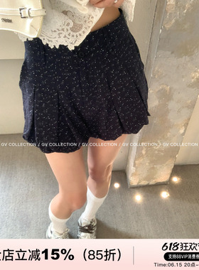 GV大白哥 Coquette俏皮甜心 花苞柔软亚麻棉百褶短裤设计感裤子女