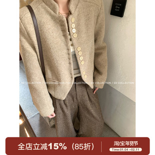 GV大白哥 老钱主义 新中式立领羊毛排扣西装上衣冬季新款保暖外套