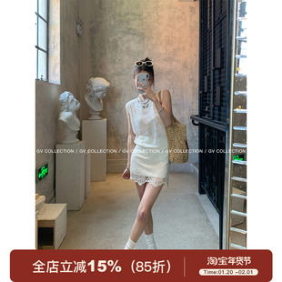 GV大白哥 法系仲夏 不规则蕾丝半裙夏季设计感重工裙子女百搭