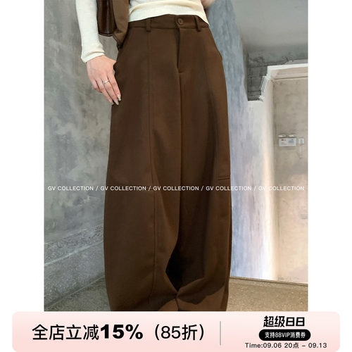加厚磨毛绒感呢子松弛廓形阔腿裤
