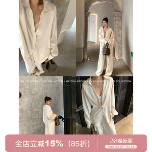 GV大白哥 老钱casual 松弛感衬衫休闲裤套装气质上衣遮肉裤子女