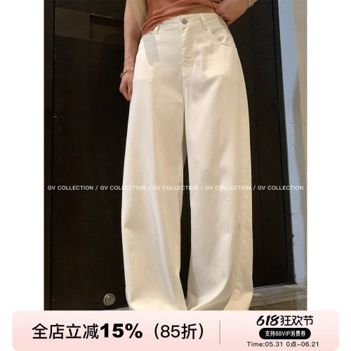 呼吸感夏日薄款直筒阔腿牛仔裤