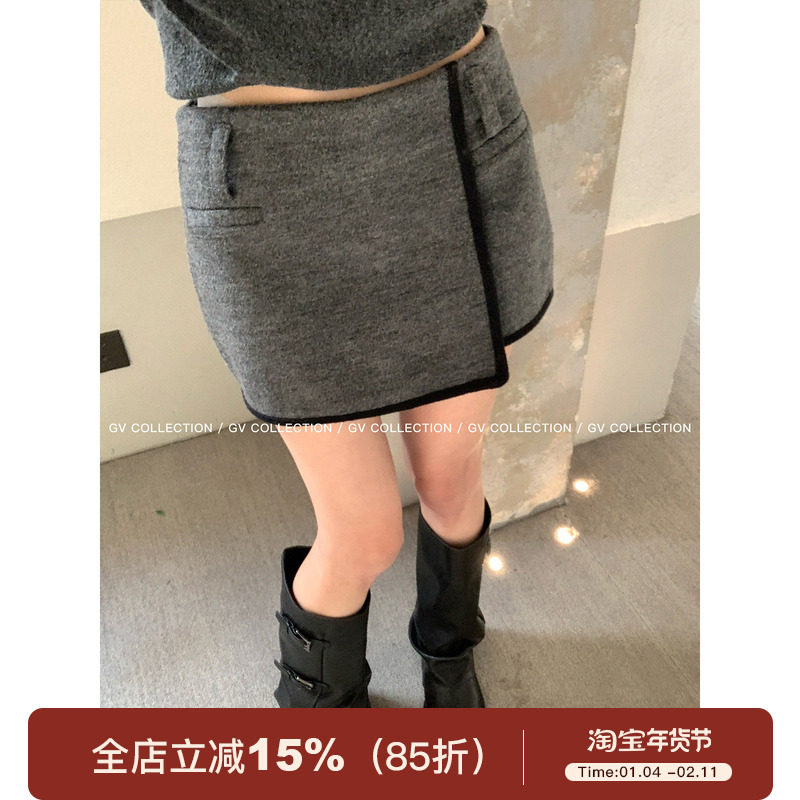 GV大白哥 解构撞色 立体设计羊毛半身裙裙裤防走光百搭半身裙女,女装/女士精品,半身裙,淘宝优惠券,粉丝福利购,淘宝优惠卷