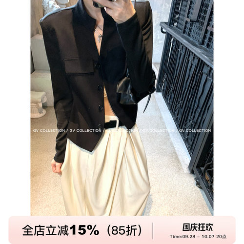 新中式通勤酷调拼接夹克外套