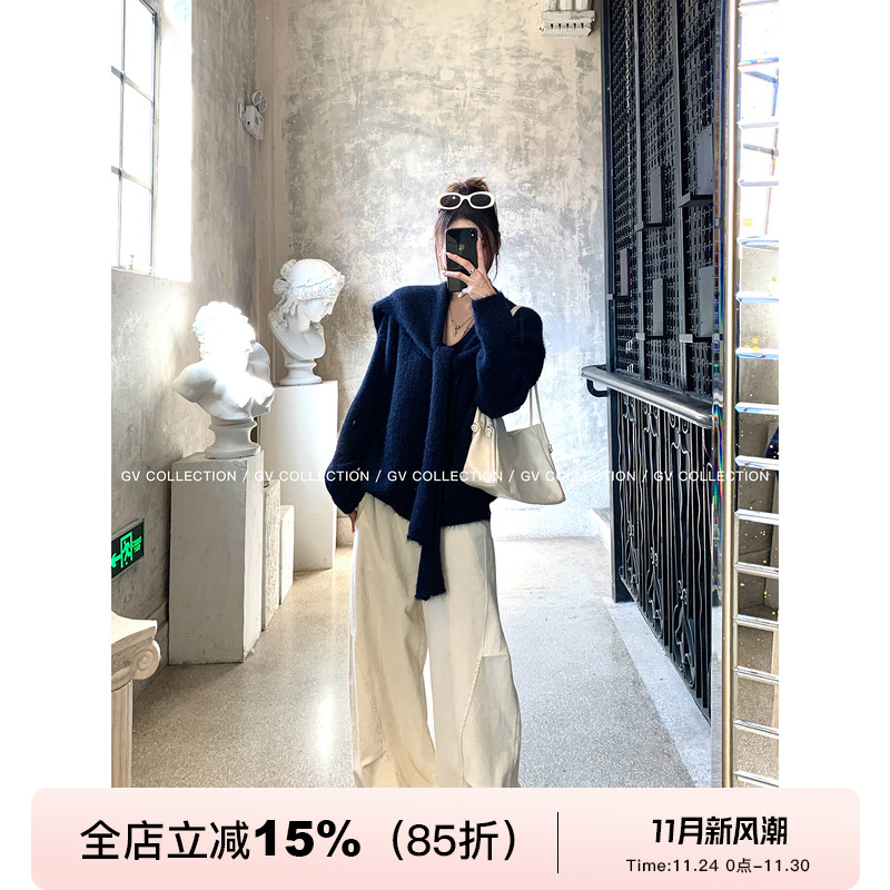 披肩羊毛毛衣真两件两件套