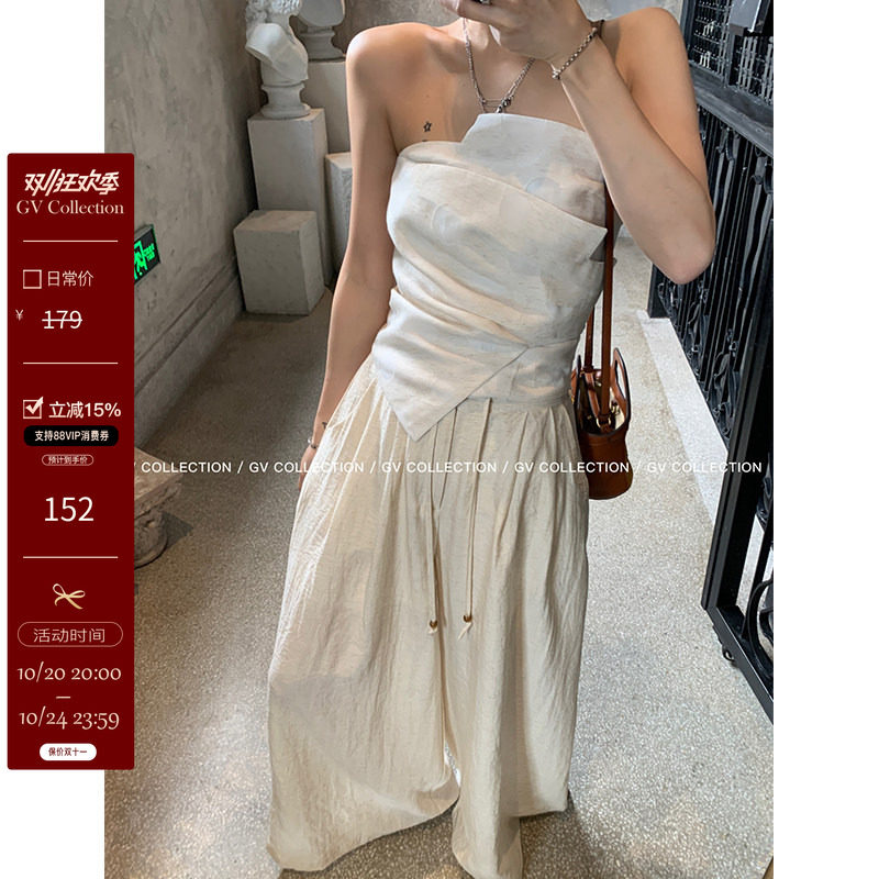 GV大白哥 designer私服 设计感双层立体结构不规则抹胸一字上衣女