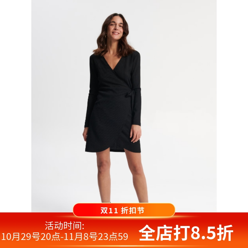 外贸雪纺碎花连衣裙女夏V领长袖高腰显瘦气质减龄薄款上衣