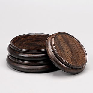 黑檀木圆形底座花瓶盆景摆件玉器石头文玩紫砂茶壶建盏香炉实木托