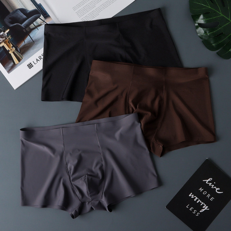 thumbnail for Underpants men's ice silk thin section seamless boxer briefs business breathable men's briefs summer comfortable boxer shorts shorts