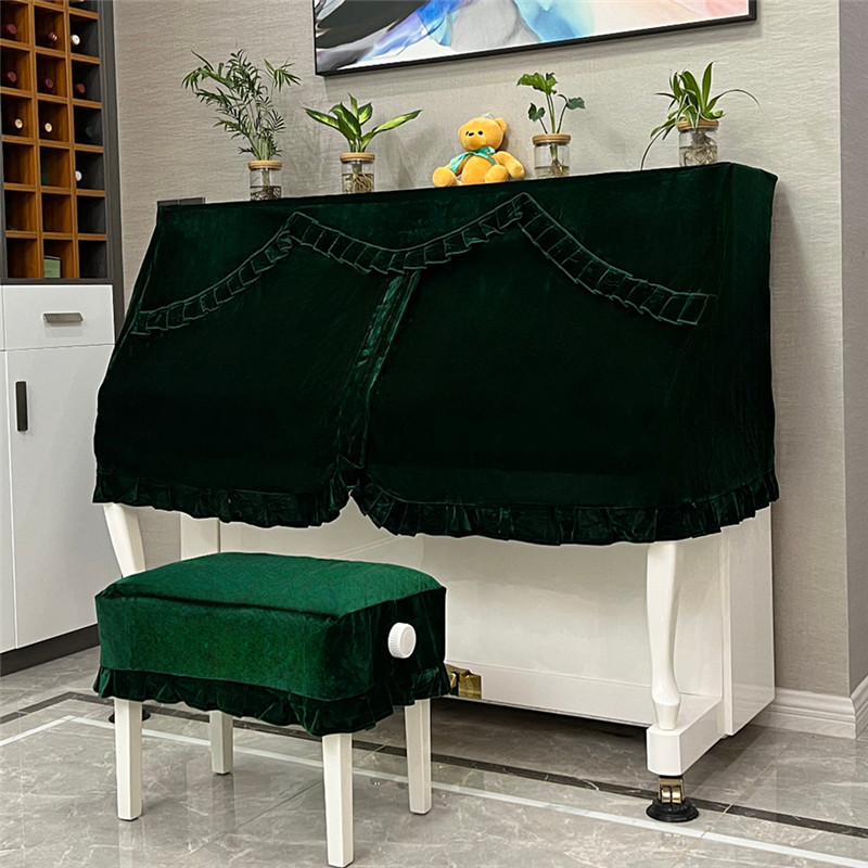 启颜 加厚金丝绒钢琴半罩钢琴套防尘罩丝绒钢琴罩简约钢琴两件套