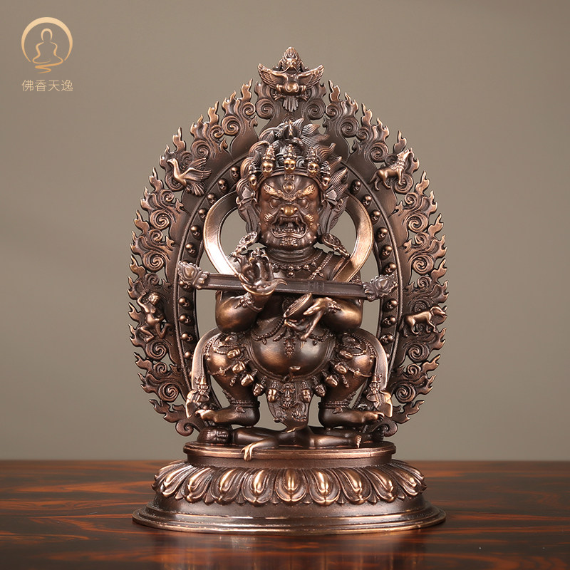 佛香天逸 铜二臂玛哈嘎拉密宗藏传铜佛像摆件大黑天护法财神