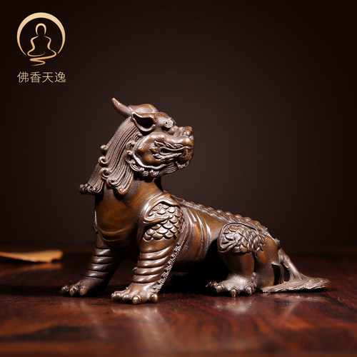 佛香天逸谛听桌面铜摆件手把件