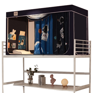 强遮光窗帘布学生宿舍蚊帐上铺帐篷全包一体式伸缩杆床帘寝室下铺