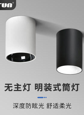 明装圆形筒灯无主灯设计深防眩光