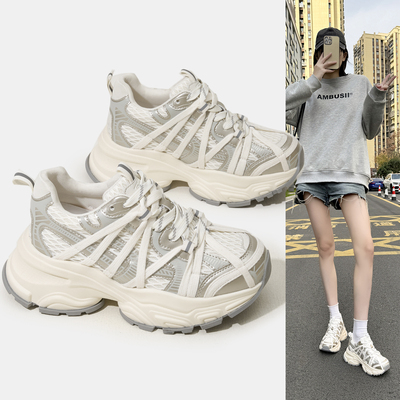 真皮超火潮厚底老爹鞋百搭休闲鞋