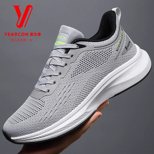 意尔康男鞋新款透气飞织网面鞋