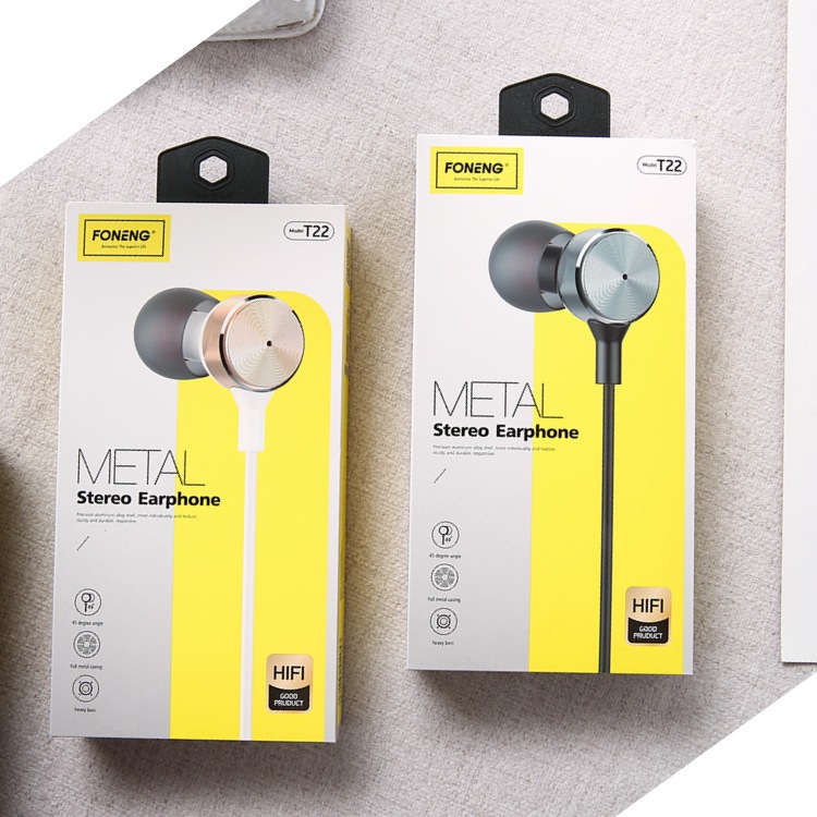 蜂能品牌耳机T22入耳式金属歪头手机线控立体声通话音乐耳塞