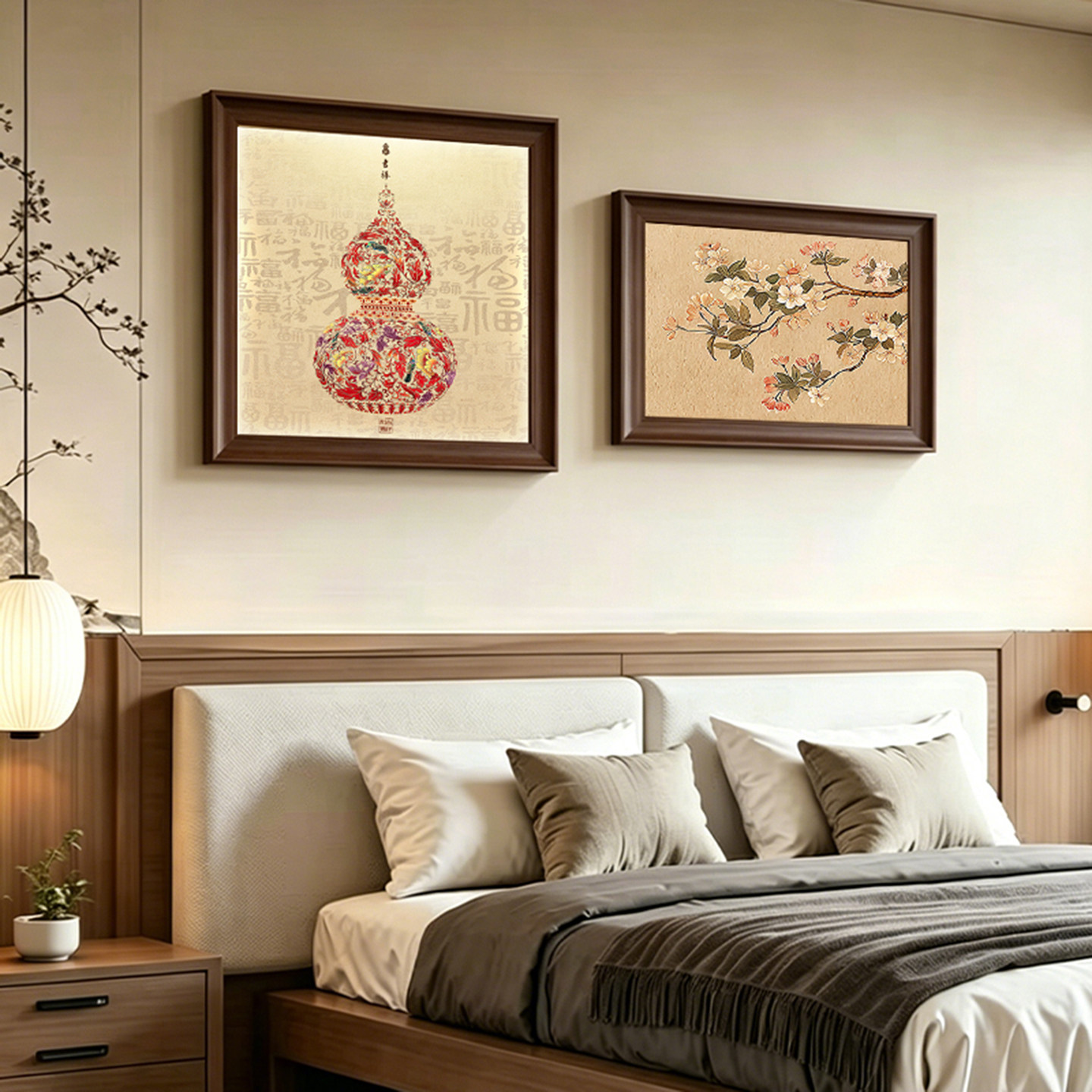 宋氏美学葫芦挂画主卧床头装饰画2026新款客厅卧室壁画中式饭厅画