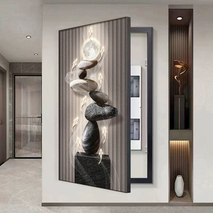 石来运转电表箱装饰画2025新款竖款高级感电箱盖面板弱电箱盖板画