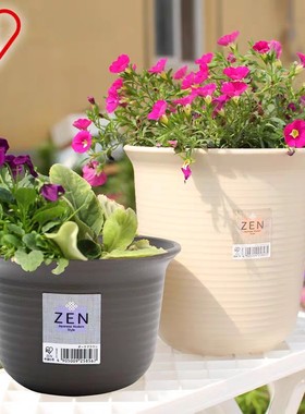 爱丽思IRIS日本ZEN简约花盆 树脂塑料绿植花卉多肉桌面爱丽丝花盆