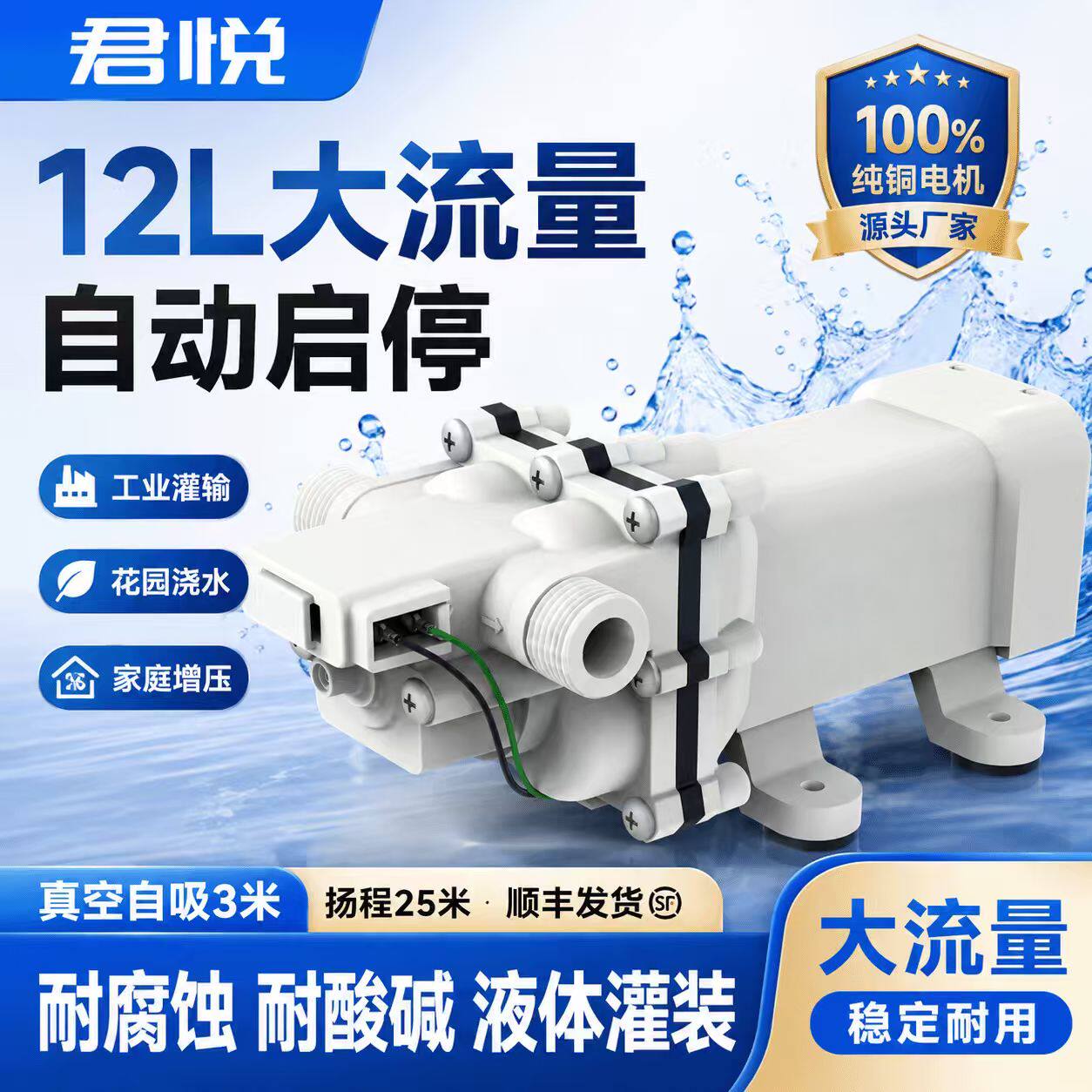 直流大流量灌装泵自吸电动抽水泵房车加水浇菜耐腐蚀尿素抽酒水泵