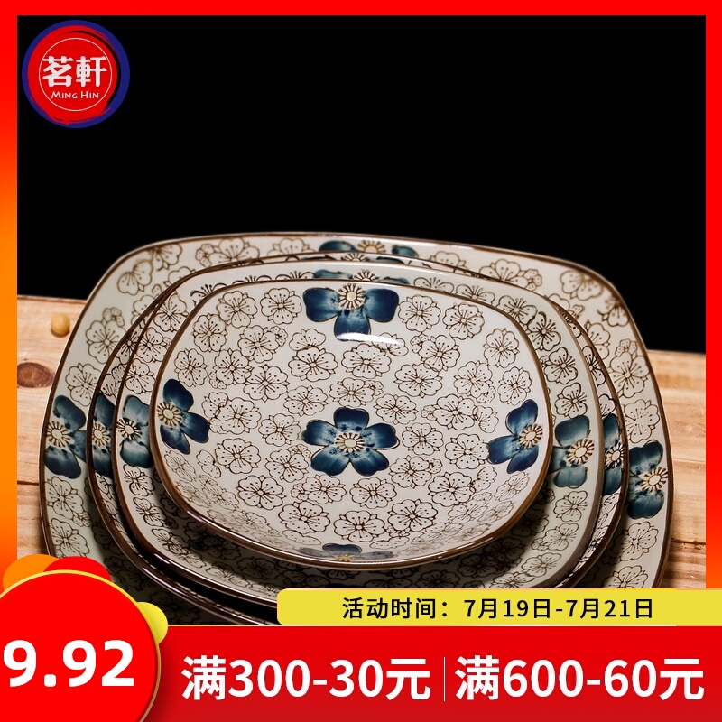 Hand painted plate set 8 inch round corner western style porcelain plate
