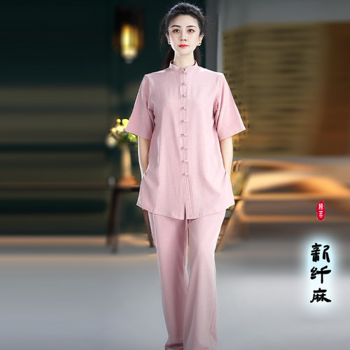 【透气短袖新纤麻】夏季新款太极服男女 武术表演太极拳练功服装