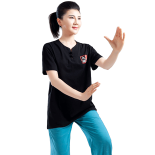 中国风太极服男女春夏秋季纯棉T恤文化衫短袖武术练功服