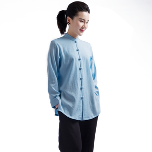 夏季太极服 男女新品 中国风棉麻武术练功服短袖 陈英太极拳服装