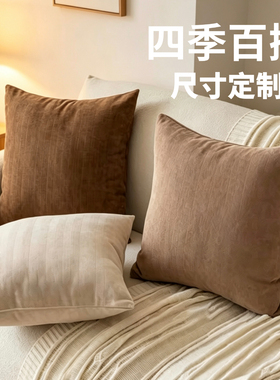 纯色雪尼尔抱枕套客厅枕头正方形咖棕大靠垫靠枕腰靠沙发靠背定制